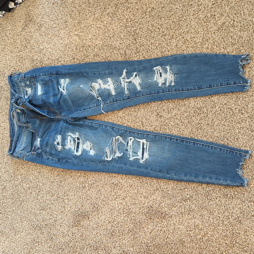 Womens American eagle next level stretch stressed high rise jegging crop